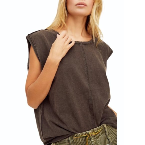 FREE PEOPLE Kasee Muscle Tee In Raven Feather - Picture 6 of 6